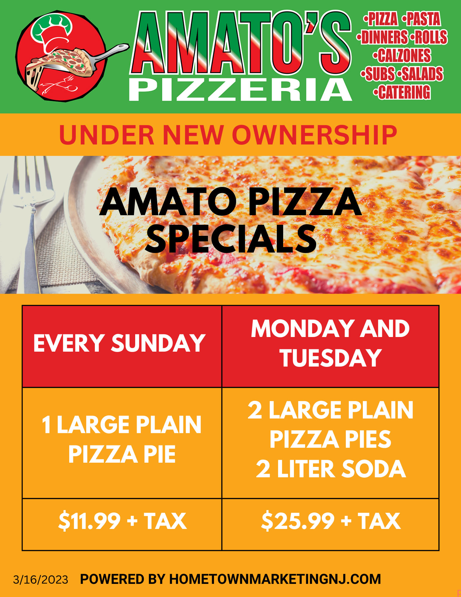 Amato Pizza Specials 03162023
